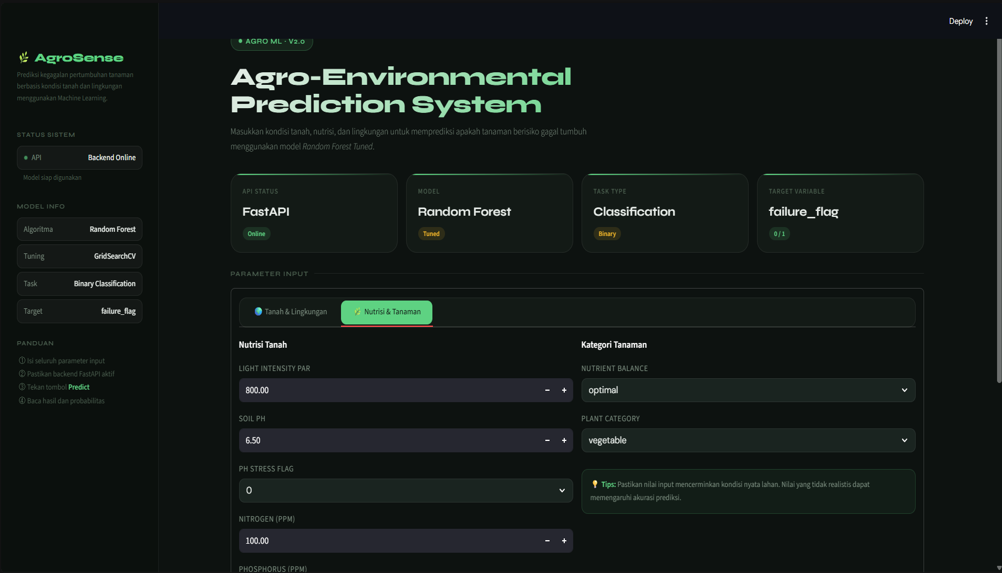 AgroSense - Agro-Environmental Prediction System